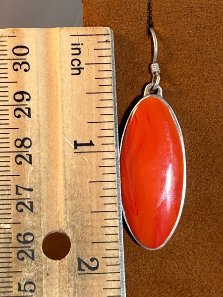 Orange Oval Rosarita Earrings by Gloria Sawin and John Hull