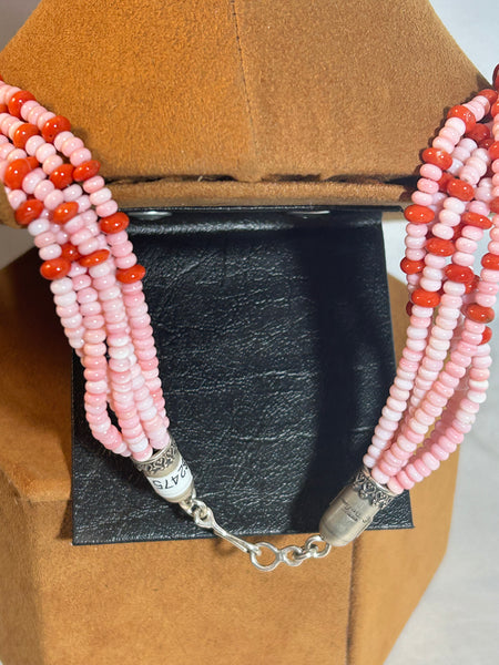 Six Strand Pink and Red Coral Necklace by Don Lucas