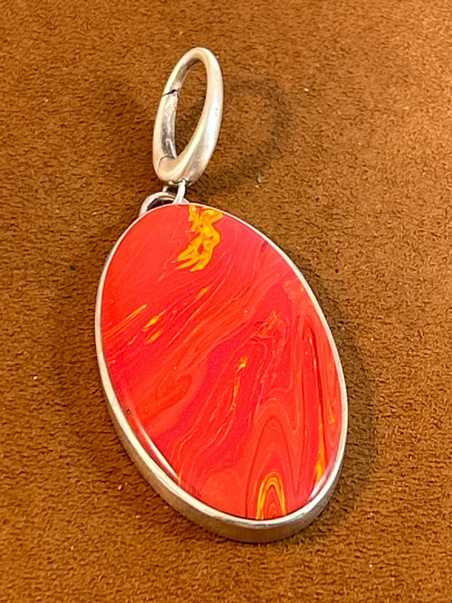 Red Oval Rosarita Pendant by Gloria Sawin