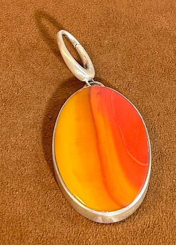 Orange and Yellow Oval Rosarita Pendant by Gloria Sawin