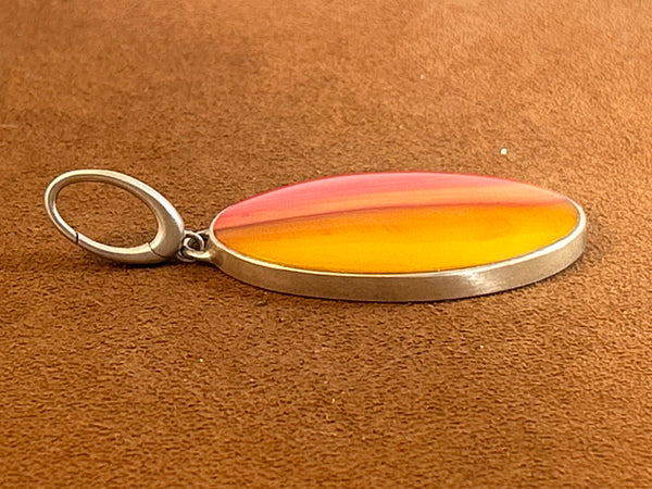 Orange and Yellow Oval Rosarita Pendant by Gloria Sawin