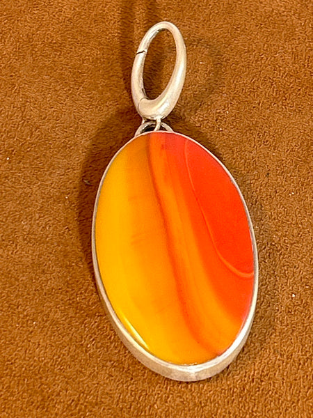 Orange and Yellow Oval Rosarita Pendant by Gloria Sawin