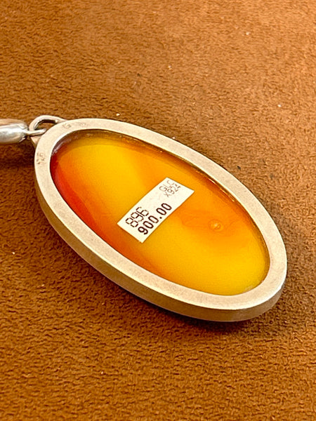 Orange and Yellow Oval Rosarita Pendant by Gloria Sawin