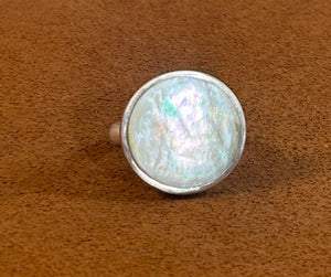 Mother of Pearl Circle Ring by Gloria Sawin and John Hull
