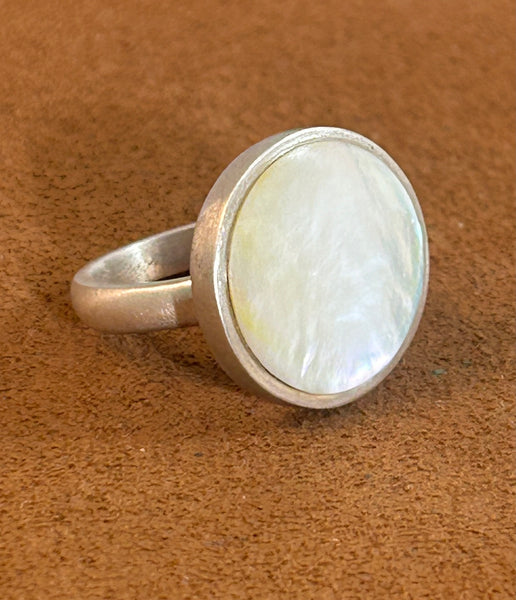 Mother of Pearl Circle Ring by Gloria Sawin and John Hull