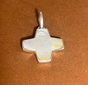 Mother of Pearl Cross Pendant by Gloria Sawin and John Hull