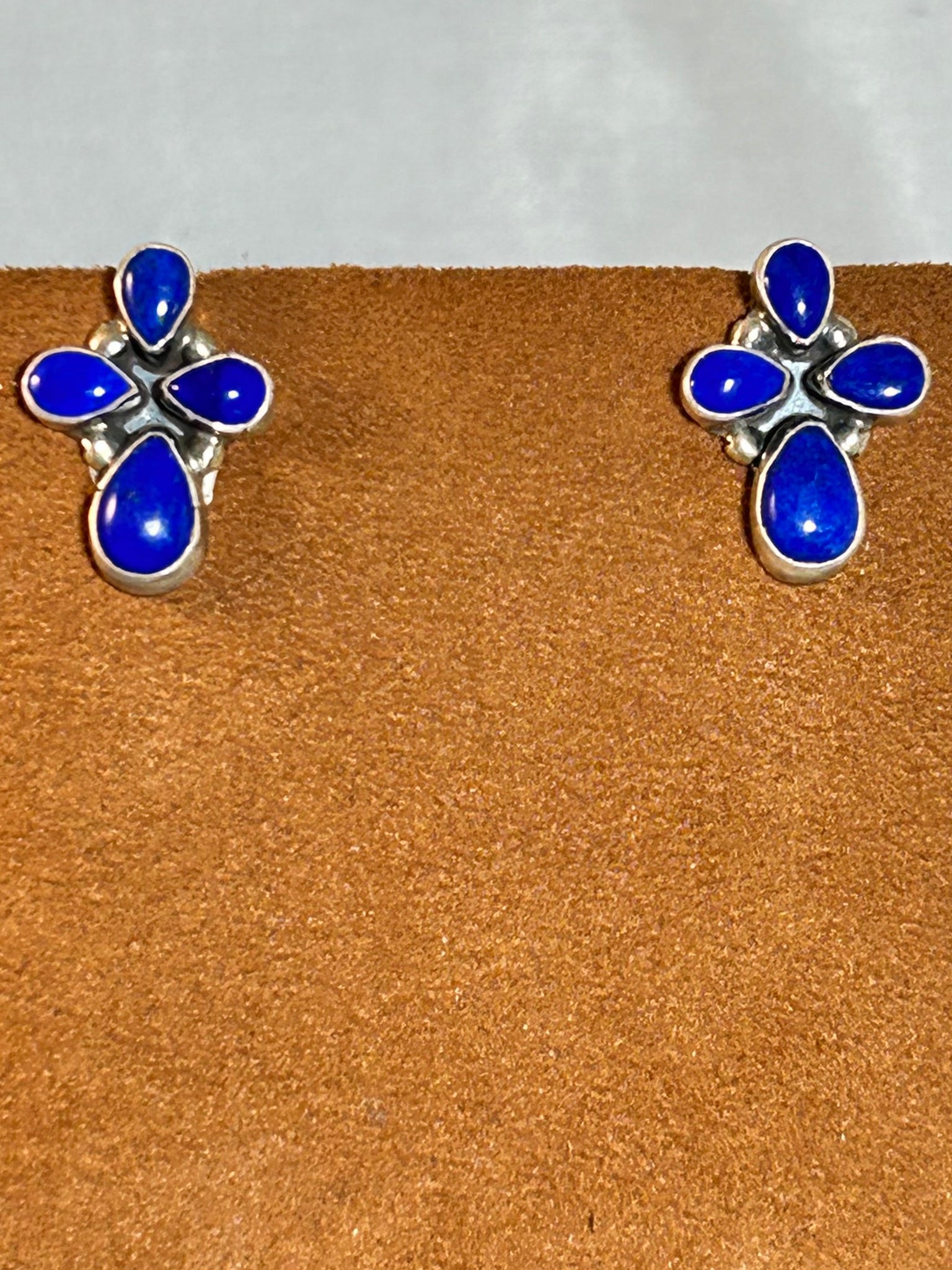 Lapis Cross Stud Earrings by Don Lucas