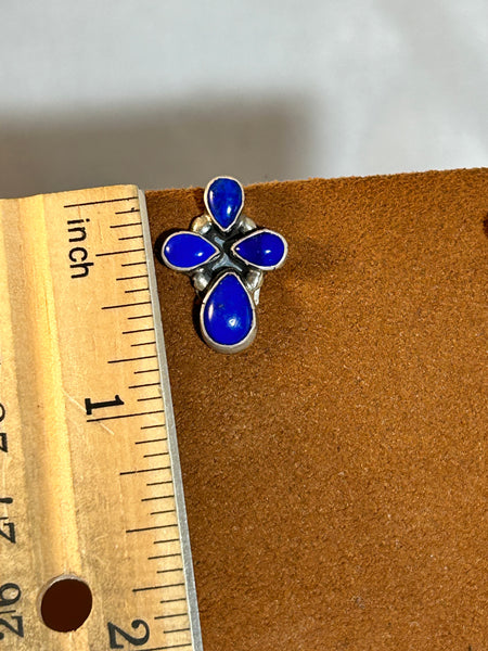 Lapis Cross Stud Earrings by Don Lucas