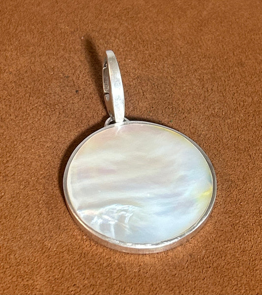 Mother of Pearl Circle Pendant by Gloria Sawin and John Hull