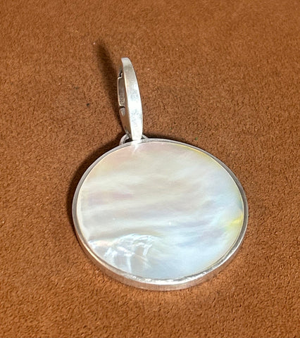 Mother of Pearl Circle Pendant by Gloria Sawin and John Hull