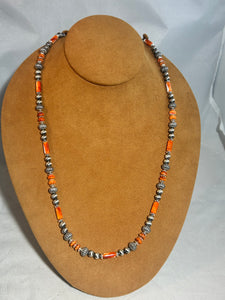 Vibrant Spiny Oyster and Sterling Silver Necklace by Kevin Randall Studios