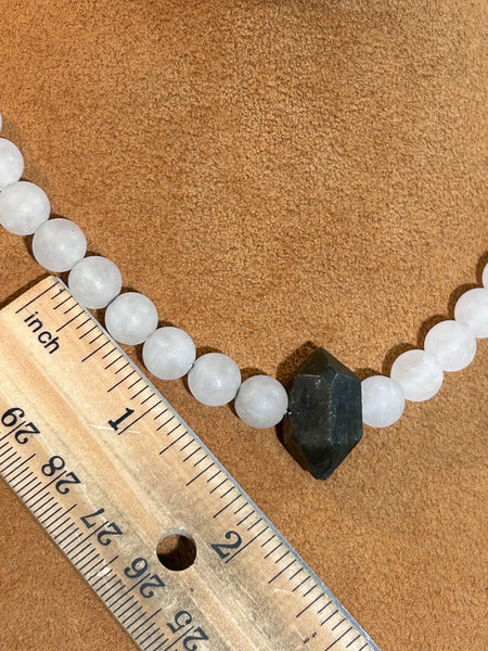 White Jade with Tourmaline Necklace by Gloria Sawin