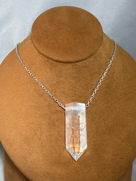 Quartz Crystal on Chain by Gloria Sawin and John Hull
