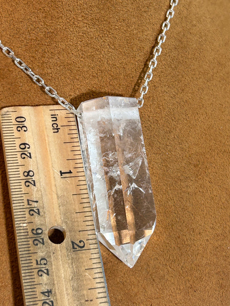 Quartz Crystal on Chain by Gloria Sawin and John Hull