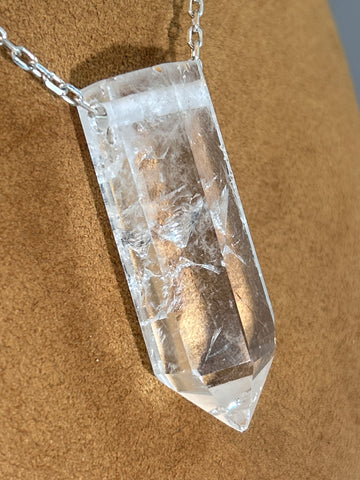 Quartz Crystal on Chain by Gloria Sawin and John Hull