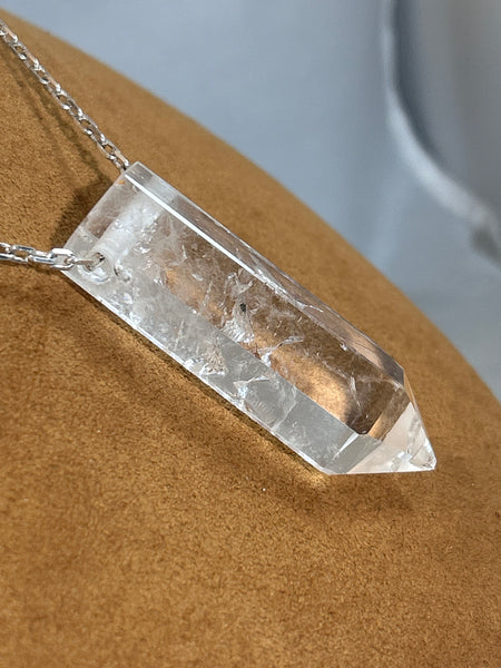 Quartz Crystal on Chain by Gloria Sawin and John Hull
