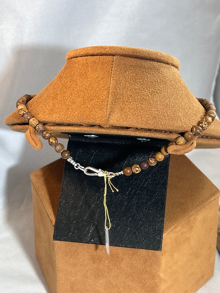 Fossilized Walrus Ivory on Pipestone Beads by Gloria Sawin and John Hull