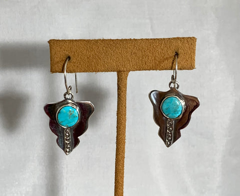 Dangle Turquoise Leaf Earrings by Anne Forbes