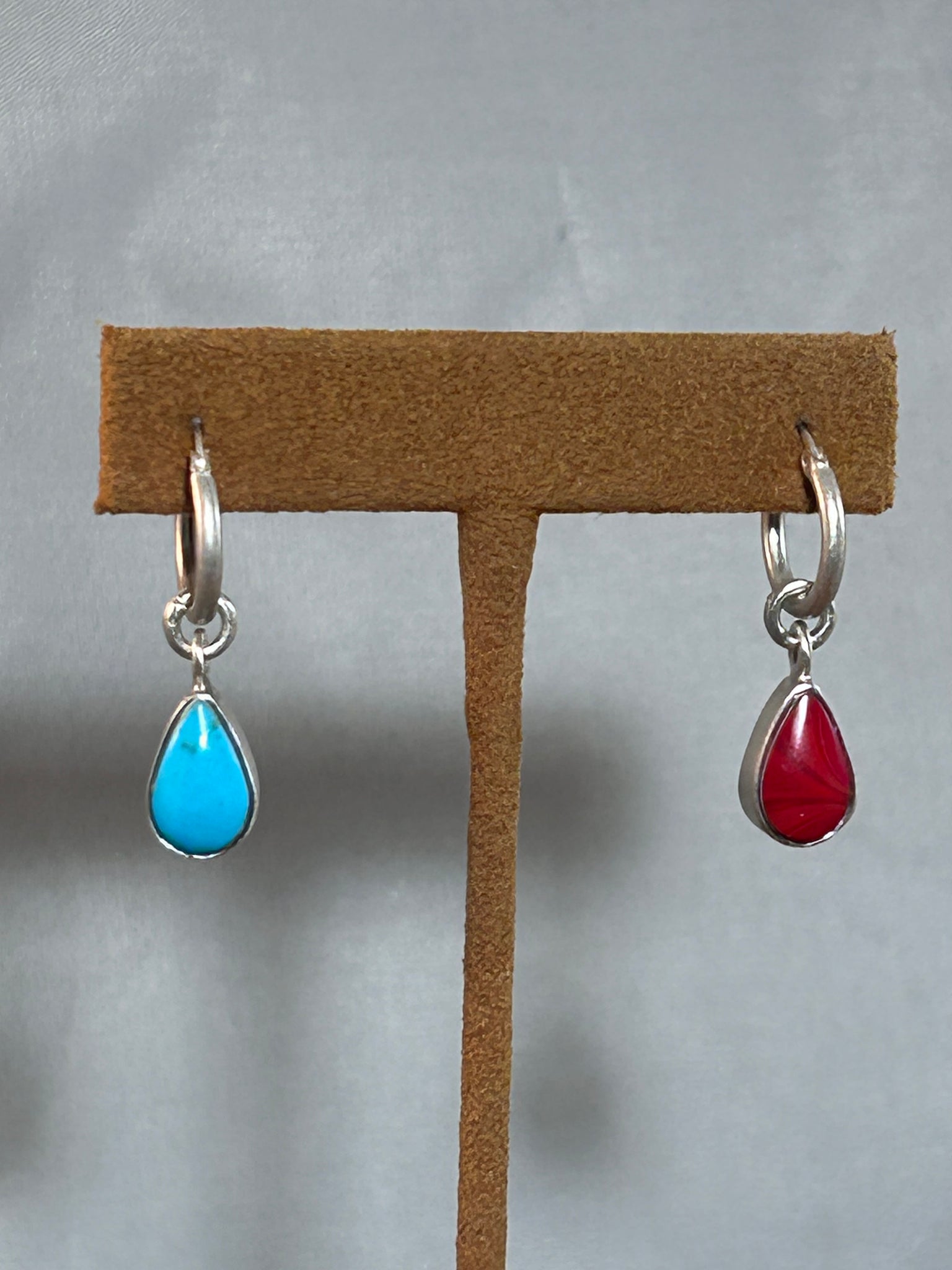 Reversible (2 in 1) Turquoise and Rosarita Earrings by Gloria Sawin and John Hull