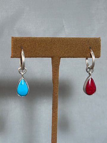 Reversible (2 in 1) Turquoise and Rosarita Earrings by Gloria Sawin and John Hull