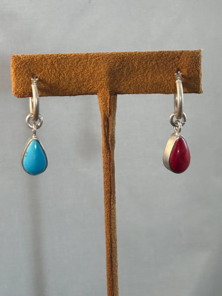 Reversible (2 in 1) Turquoise and Rosarita Earrings by Gloria Sawin and John Hull