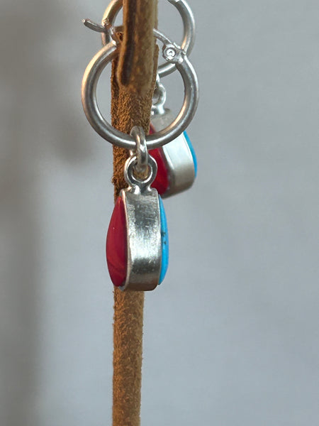 Reversible (2 in 1) Turquoise and Rosarita Earrings by Gloria Sawin and John Hull