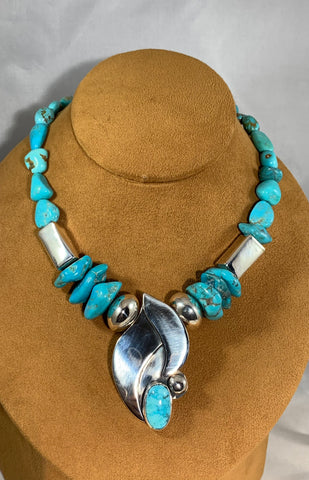 Turquoise Leaf Necklace by Anne Forbes