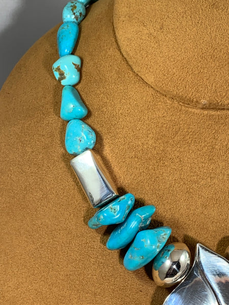 Turquoise Leaf Necklace by Anne Forbes