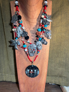 Day of the Dead Charm Necklace by Kim Yubeta