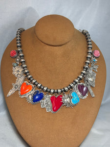 Heart, Flower, Cross and Charm Necklace by Gregory Segura
