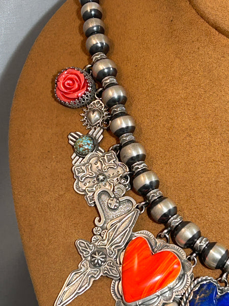 Heart, Flower, Cross and Charm Necklace by Gregory Segura