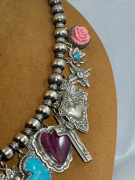 Heart, Flower, Cross and Charm Necklace by Gregory Segura