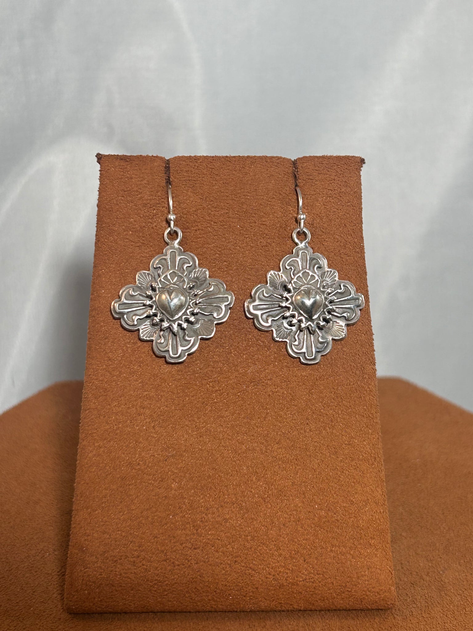 Truchas and Taos Cross Earrings by Gregory Segura
