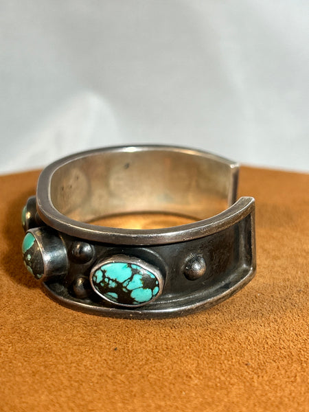 Vintage Green Turquoise Cuff (Circa 1960s)