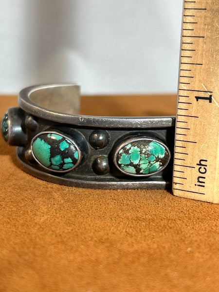 Vintage Green Turquoise Cuff (Circa 1960s)