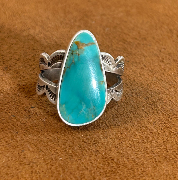 Split Shank Kingman Turquoise Ring By Keri Muniz