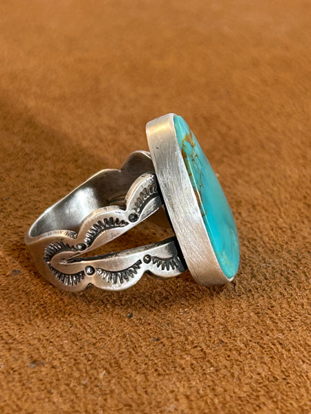 Split Shank Kingman Turquoise Ring By Keri Muniz