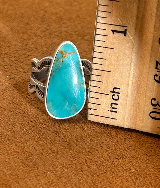 Split Shank Kingman Turquoise Ring By Keri Muniz