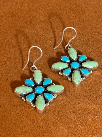 Green and Blue Cluster Earrings by Don Lucas