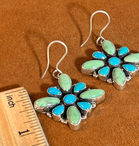 Green and Blue Cluster Earrings by Don Lucas