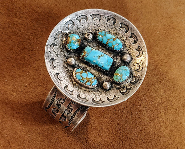 Vintage Turquoise & Sterling Silver Concho Cuff