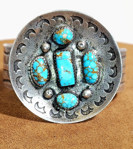 Vintage Turquoise & Sterling Silver Concho Cuff