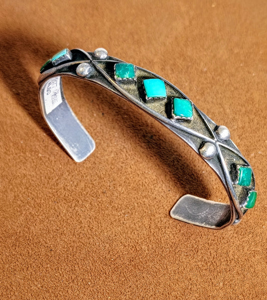 Vintage Turquoise & Sterling Silver Cuff Bracelet