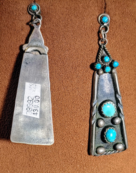 Vintage Turquoise & Sterling Silver Dangle Earrings – Southwestern Statement Design