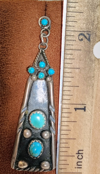Vintage Turquoise & Sterling Silver Dangle Earrings – Southwestern Statement Design