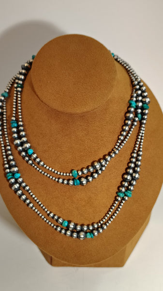 Extra-Long Navajo Pearls with Turquoise Accents