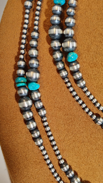 Extra-Long Navajo Pearls with Turquoise Accents