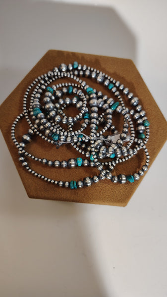 Extra-Long Navajo Pearls with Turquoise Accents