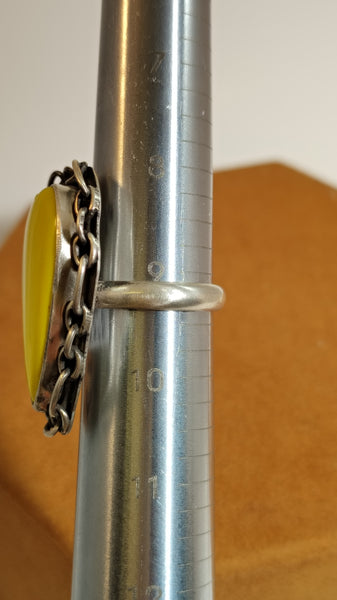 Yellow Rosarita Heart Statement Ring – Sterling Silver Chain Detail