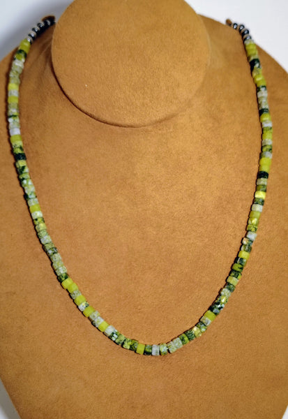Green & Yellow Garnet Beaded Necklace | Artist Gloria | Southwestern Elegance